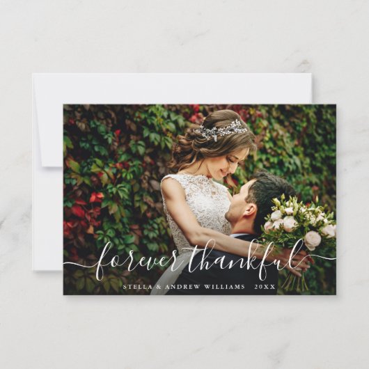 Chic Forever Dankbares Script Danke Foto Card (Vorderseite)