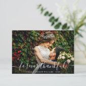 Chic Forever Dankbares Script Danke Foto Card (Stehend Vorderseite)
