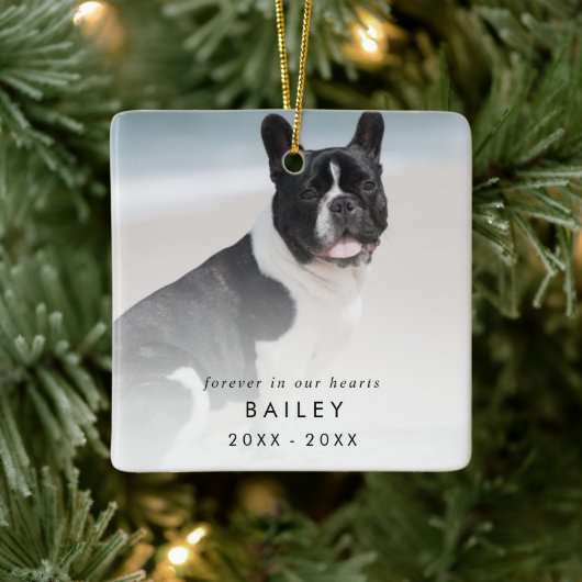 Chic Forever in unserem Herz Foto Hundemeldung Keramikornament (Baum)