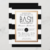 Chic & Formal Bachelorette Bash | Gold und Schwarz Einladung (Vorne/Hinten)