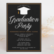 Chic Formal Black Gold Custom Graduation Party