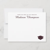 Chic Formal Burgundy Script Graduation Cap Mitteilungskarte (Vorderseite)