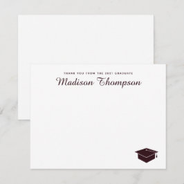 Chic Formal Burgundy Script Graduation Cap Mitteilungskarte