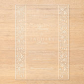 Chic Formal Ecru Scrollwork Border Wedding Acryleinladungen (Vorderseite)