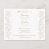 Chic Formal Ecru Scrollwork Border Wedding Begleitkarte (Vorderseite)