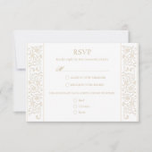 Chic Formal Ecru Scrollwork Border Wedding RSVP Karte (Vorderseite)