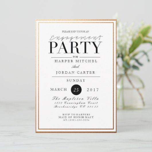 Chic & Formal Engagement Party | Aufforderung zur  Einladung (Stehend Vorderseite)