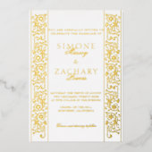 Chic Formal Scrollwork Border Wedding Folieneinladung (Vorderseite)