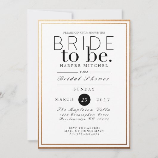 Chic & formales Brautparty | Aufforderung zur Einr Einladung (Vorderseite)