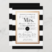 Chic & formales Brautparty | Gold und Schwarz Einladung (Vorne/Hinten)