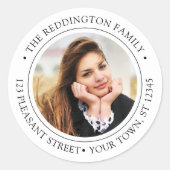Chic Foto Abschluss Runde Rücksendeadresse Runder Aufkleber (Vorderseite)