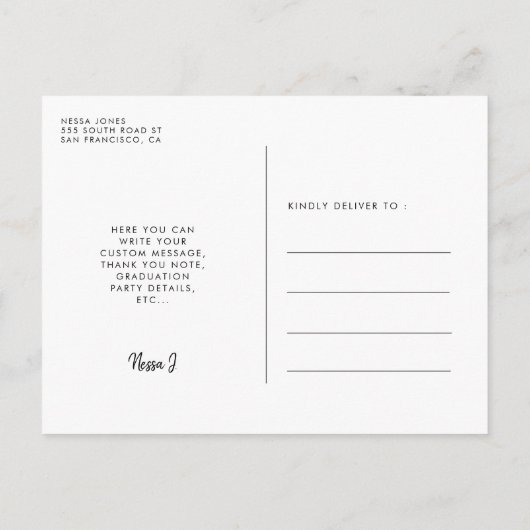 Chic Foto Abschluss Vielen Dank Postkarte (Rückseite)