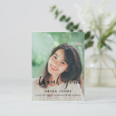 Chic Foto Abschluss Vielen Dank Postkarte (Stehend Vorderseite)