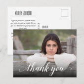 Chic Foto Abschluss White Script Vielen Dank Postkarte (Vorne/Hinten)