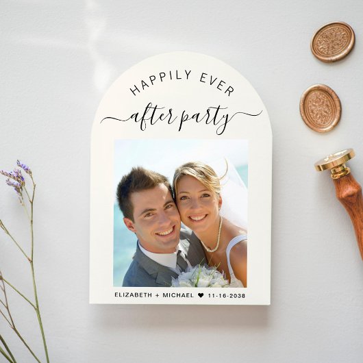 Chic Foto Arch Cream Hochzeitsempfang Einladung