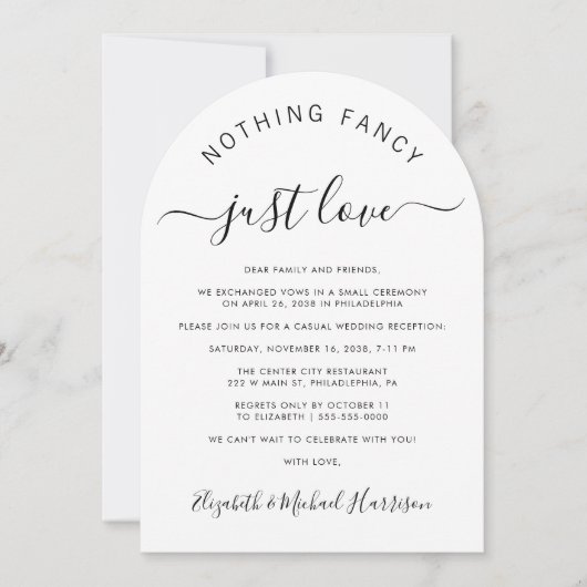 Chic Foto Arch Wedding Empfang Einladung (Vorderseite)