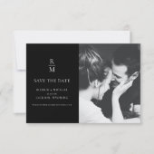 Chic Foto Black Monogram Wedding Save the Date (Vorderseite)