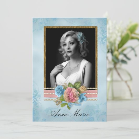 Chic Foto Bridal Dusche Einladung (Stehend Vorderseite)