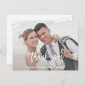 Chic Foto Calligraphy Wedding Vielen Dank Postkarte (Vorne/Hinten)