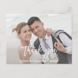Chic Foto Calligraphy Wedding Vielen Dank Postkarte