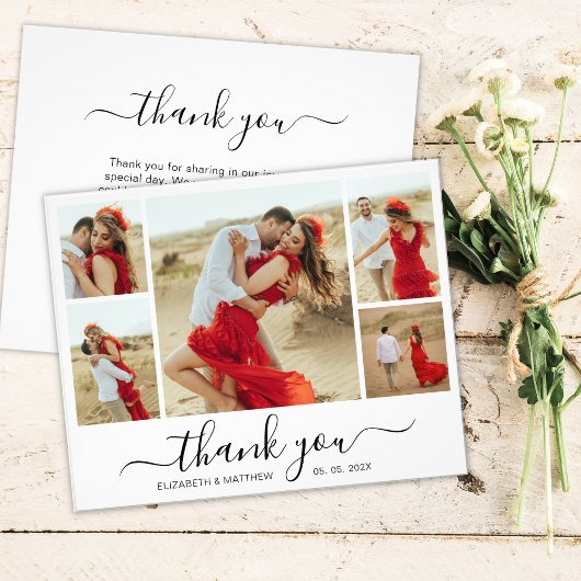 Chic Foto Collage Budget Hochzeit Vielen Dank Flye Flyer