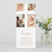 Chic Foto Collage Cross Baby Taufe Einladung (Stehend Vorderseite)