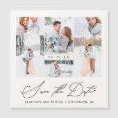 Chic Foto Collage Magnetic Wedding Save the Date Magnetkarte (Vorderseite)