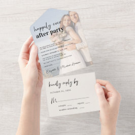 Chic Foto Cream Wedding Empfang All In One Einladung