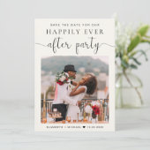 Chic Foto Cream Wedding Empfang Save the Date Ankündigung (Stehend Vorderseite)