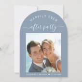 Chic Foto Dusty Blue Arch Wedding Empfang Einladung (Vorderseite)