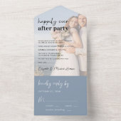 Chic Foto Dusty Blue Wedding Empfang All In One Einladung (Innen Boden)