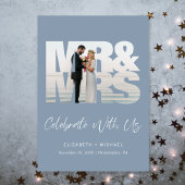 Chic Foto Dusty Blue Wedding Empfang Einladung