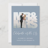 Chic Foto Dusty Blue Wedding Empfang Einladung (Vorderseite)