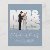 Chic Foto Dusty Blue Wedding Reception Einladung (Vorderseite)