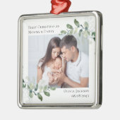 Chic Foto Eucalyptus New Baby Ornament Aus Metall (Links)