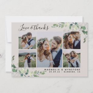 Chic Foto Eucalyptus Wedding Dankeschön-Karte Dankeskarte
