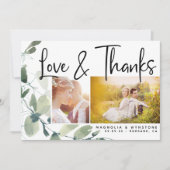 Chic Foto Eucalyptus Wedding Dankeschön-Karte Dankeskarte (Vorderseite)