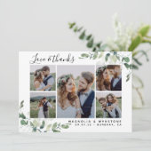 Chic Foto Eucalyptus Wedding Dankeskarte (Stehend Vorderseite)