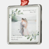 Chic Foto Eucalyptus Wedding Ornament Aus Metall (Links)