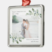 Chic Foto Eucalyptus Wedding Ornament Aus Metall (Links)
