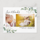 Chic Foto Eucalyptus Wedding Vielen Dank Postkarte (Vorderseite)