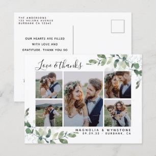 Chic Foto Eucalyptus Wedding Vielen Dank Postkarte