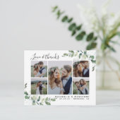 Chic Foto Eucalyptus Wedding Vielen Dank Postkarte (Stehend Vorderseite)