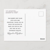 Chic Foto Eucalyptus Wedding Vielen Dank Postkarte (Rückseite)