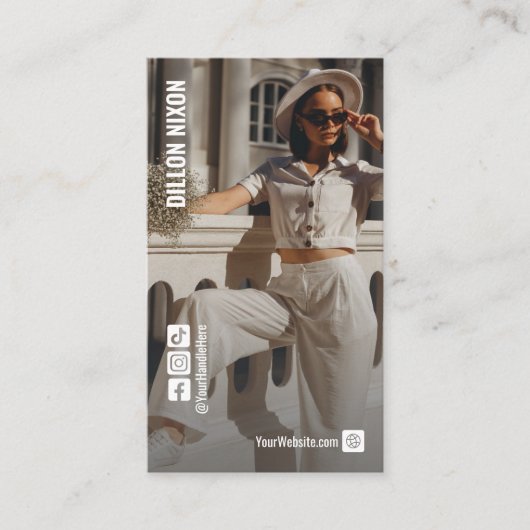 Chic Foto Fashion Social Media Visitenkarte (Vorderseite)