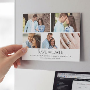 Chic Foto Grid Wedding Save the Date Magnet