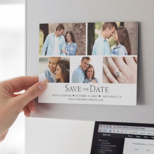 Chic Foto Grid Wedding Save the Date Magnet