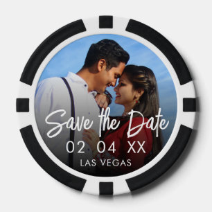 Chic Foto Hochzeit in Urlaubsort Save the Date Pokerchips