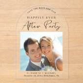 Chic Foto Hochzeitsempfang Save the Date Acryleinladungen (Vorderseite)