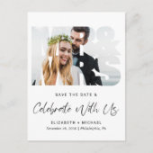 Chic Foto Hochzeitsempfang Save the Date Ankündigungspostkarte (Vorderseite)
